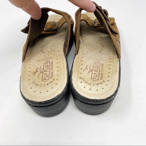 Fly Flot Suede Leather Buckle Sandals Brown 8 - Picture 5 of 7